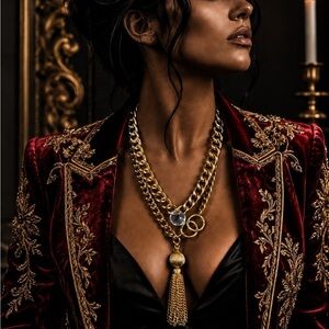 RUBYRUDI Artisan Luxury Gold Tone Layered Chain Necklace - Necklace UP CYCLED